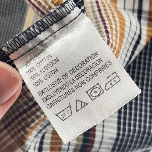 Wrangler 20x Shirt Mens XXL Yellow Black Plaid Heavy Flannel Button Down EUC - Picture 4 of 5